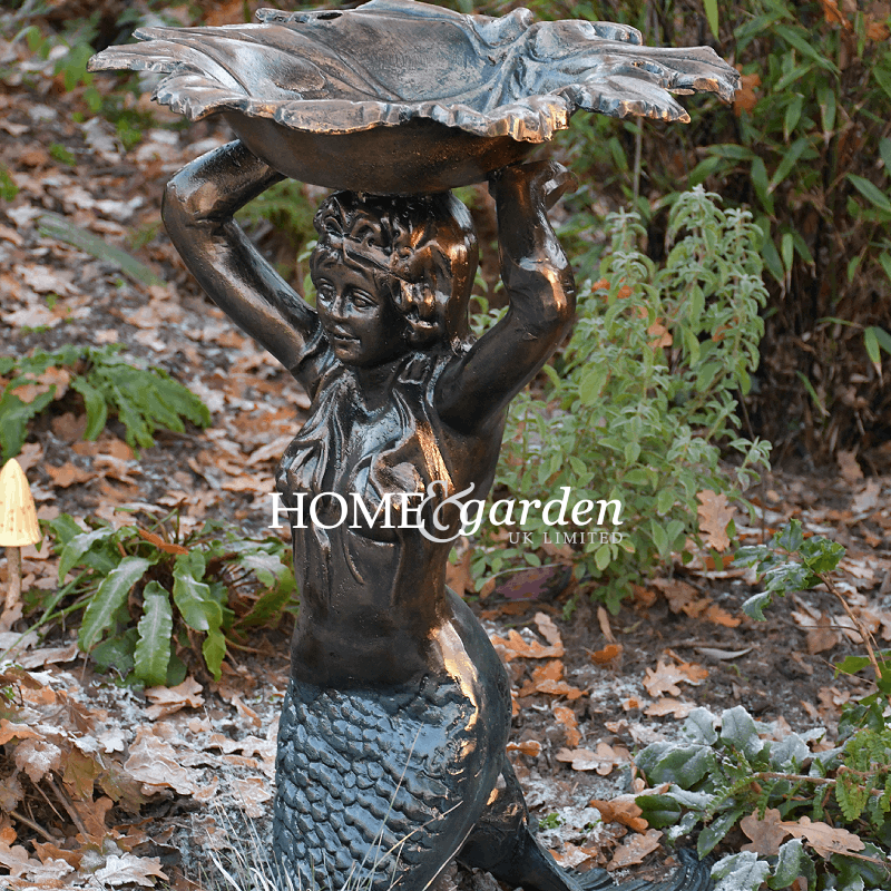 Mermaid Kneeling Bird Bath